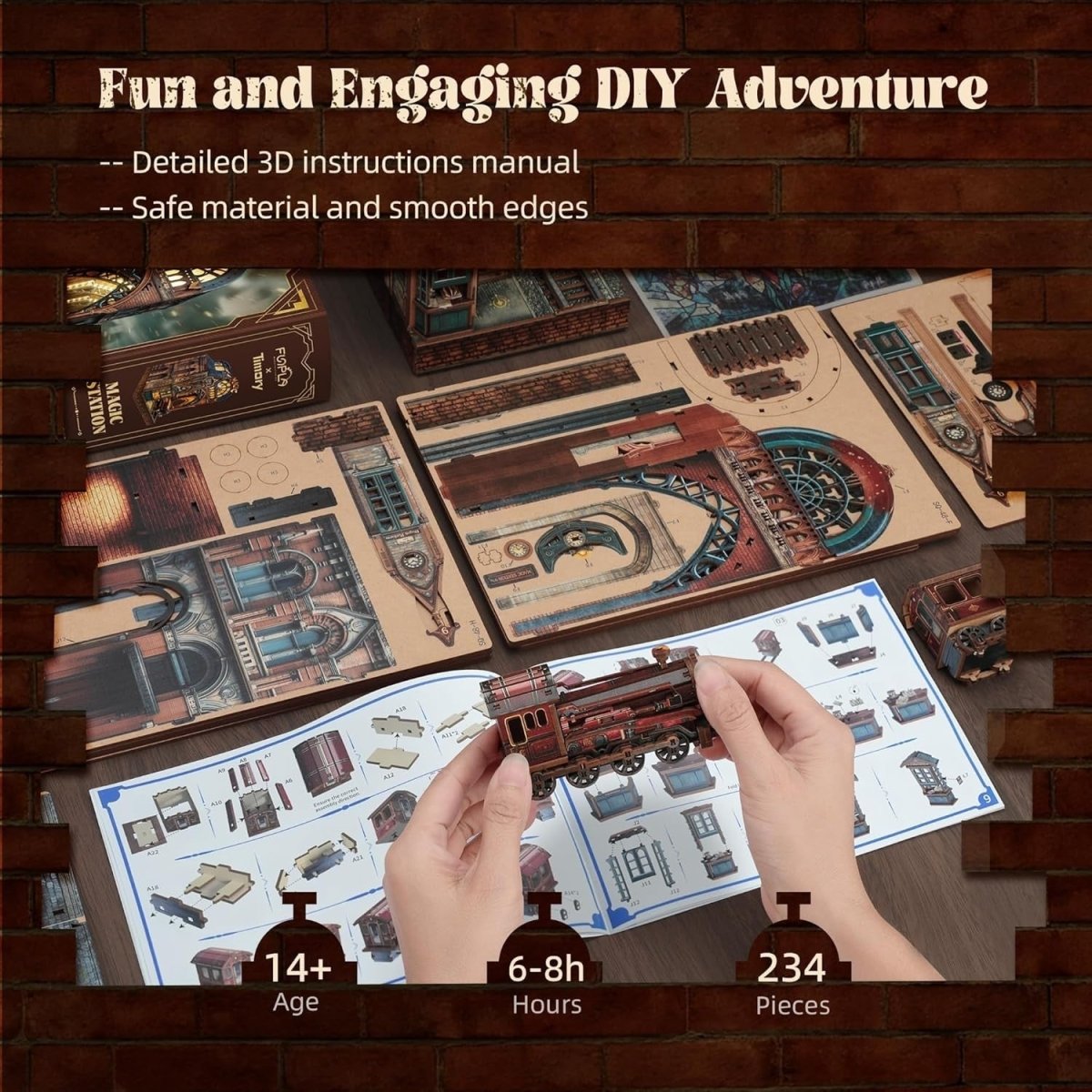 LED Magic Station Book Nook Kit 3D Wooden Puzzle Bookshelf Decor - Kwikley