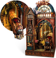 LED Magic Station Book Nook Kit 3D Wooden Puzzle Bookshelf Decor - Kwikley