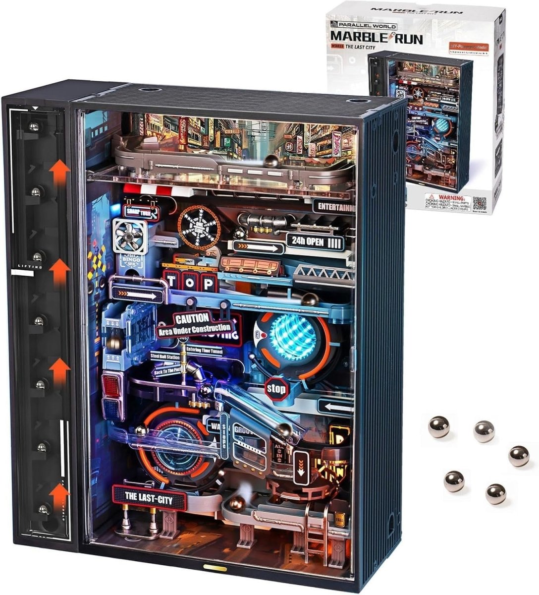 LED Marble Run 3D Puzzle Model Kit Gaming Desk Decor DIY City Gift - Kwikley