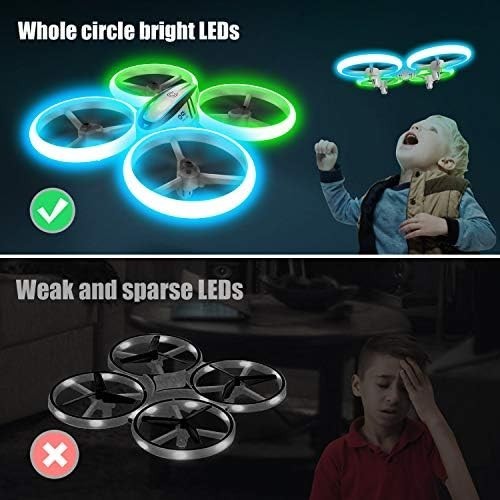 LED Mini Drone for Kids 360° Flip Headless Mode Altitude Hold Toy Gift Batteries - Kwikley