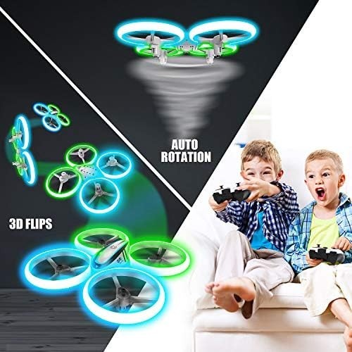 LED Mini Drone for Kids 360° Flip Headless Mode Altitude Hold Toy Gift Batteries - Kwikley