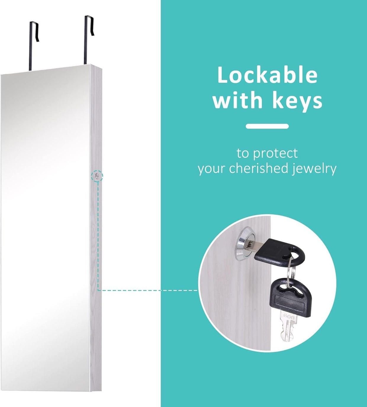 LED Mirror Jewelry Cabinet Wall Mounted Lockable Storage Organizer - Kwikley