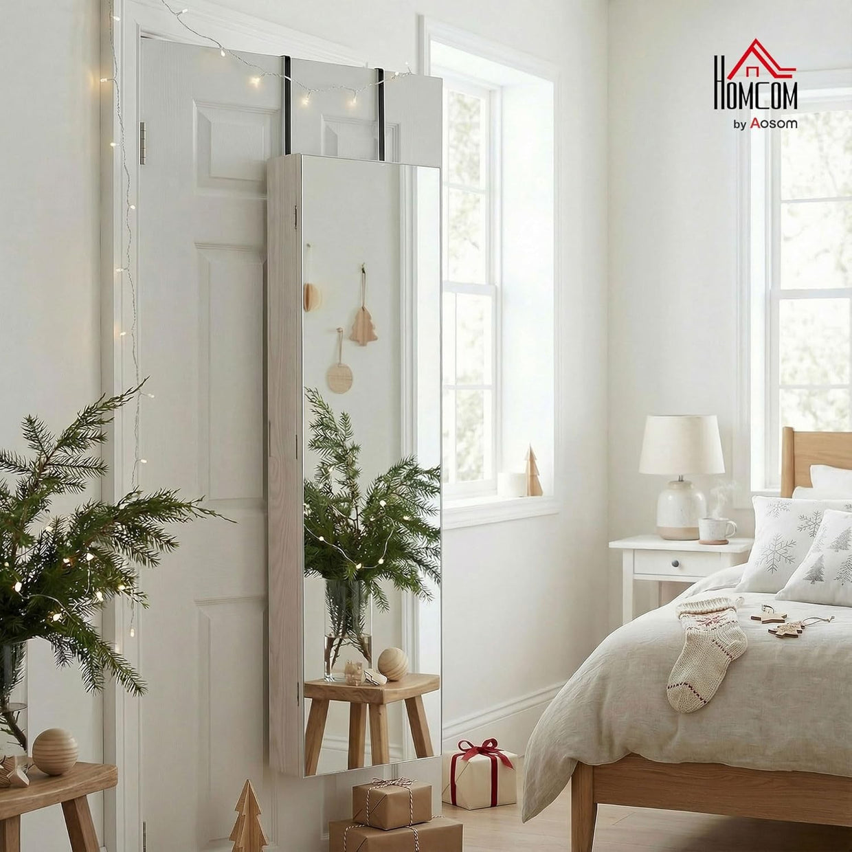 LED Mirror Jewelry Cabinet Wall Mounted Lockable Storage Organizer - Kwikley