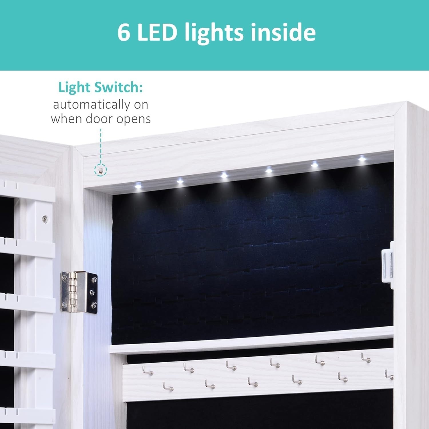 LED Mirror Jewelry Cabinet Wall Mounted Lockable Storage Organizer - Kwikley