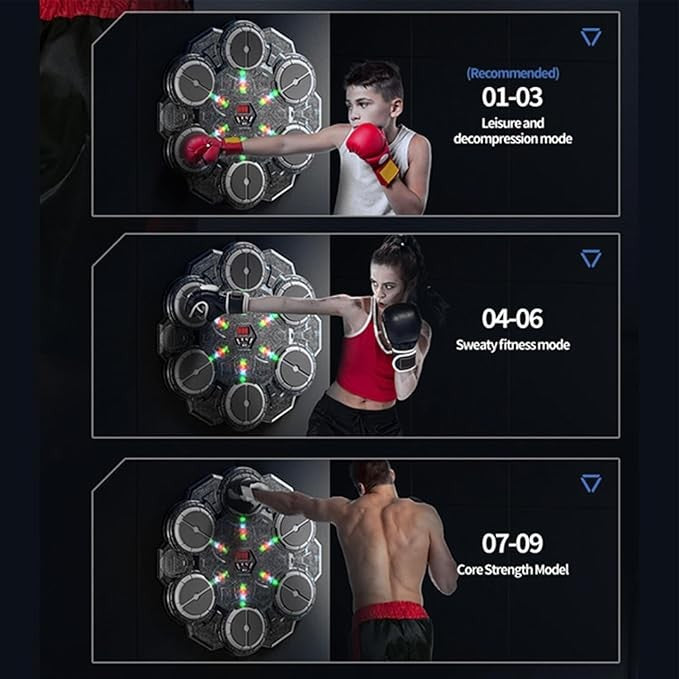 LED Music Punching Pad Wall Mounted Boxing Trainer Indoor Home Workout - Kwikley