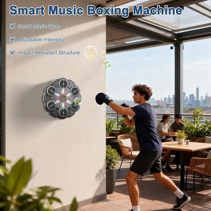LED Music Punching Pad Wall Mounted Boxing Trainer Indoor Home Workout - Kwikley
