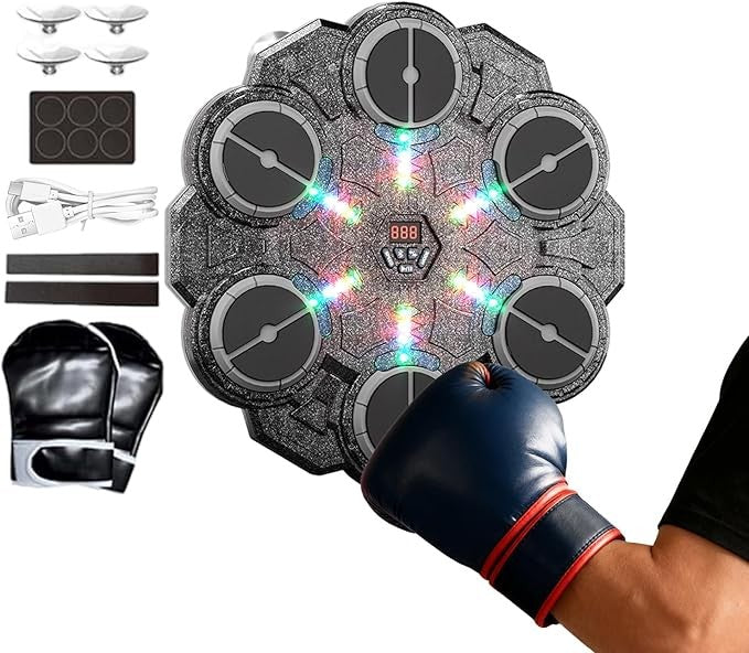 LED Music Punching Pad Wall Mounted Boxing Trainer Indoor Home Workout - Kwikley