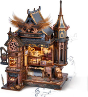 LED Owl Post Office 3D Wooden Puzzle Music Mechanical Model Kit DIY - Kwikley