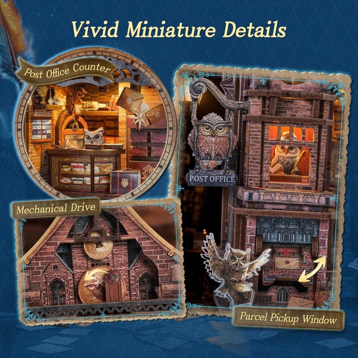 LED Owl Post Office 3D Wooden Puzzle Music Mechanical Model Kit DIY - Kwikley