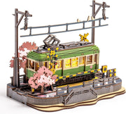 LED Sakura Tram 3D Wooden Puzzle Model Kit DIY Home Decor Gift - Kwikley