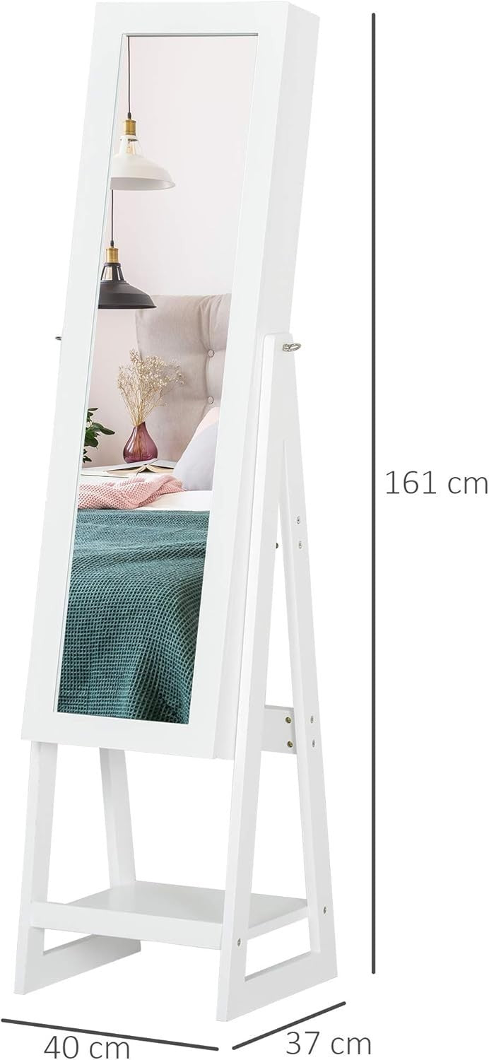 LED Standing Mirror Jewelry Cabinet Full Length Storage Drawers Organizer - Kwikley
