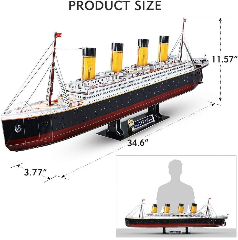 LED Titanic 3D Puzzle Ship Model 266 Pieces Large Building Kit Gift - Kwikley