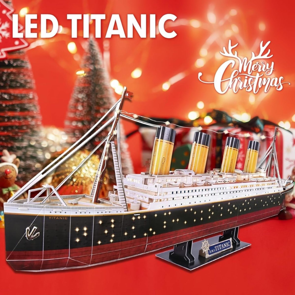 LED Titanic 3D Puzzle Ship Model 266 Pieces Large Building Kit Gift - Kwikley