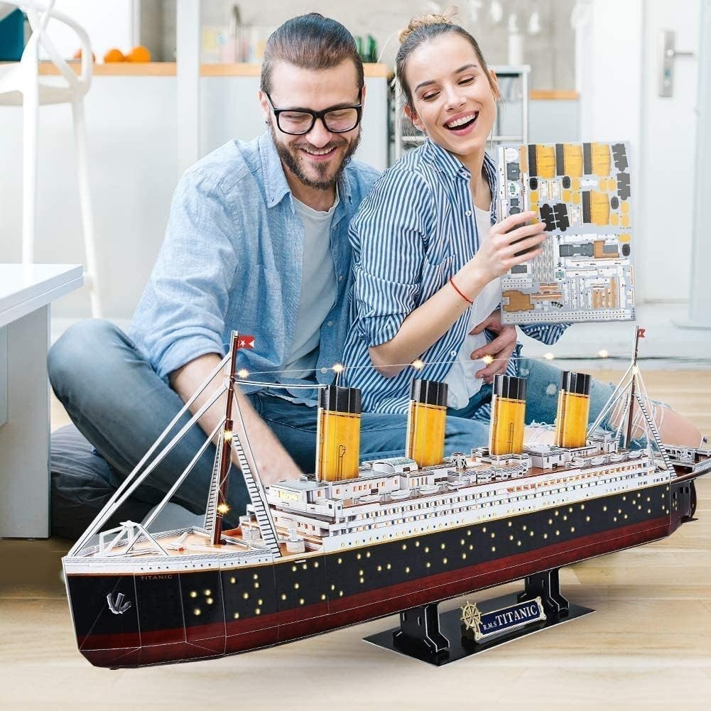 LED Titanic 3D Puzzle Ship Model 266 Pieces Large Building Kit Gift - Kwikley