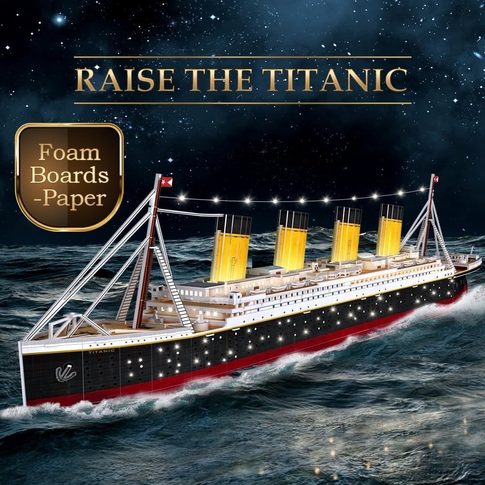 LED Titanic 3D Puzzle Ship Model 266 Pieces Large Building Kit Gift - Kwikley