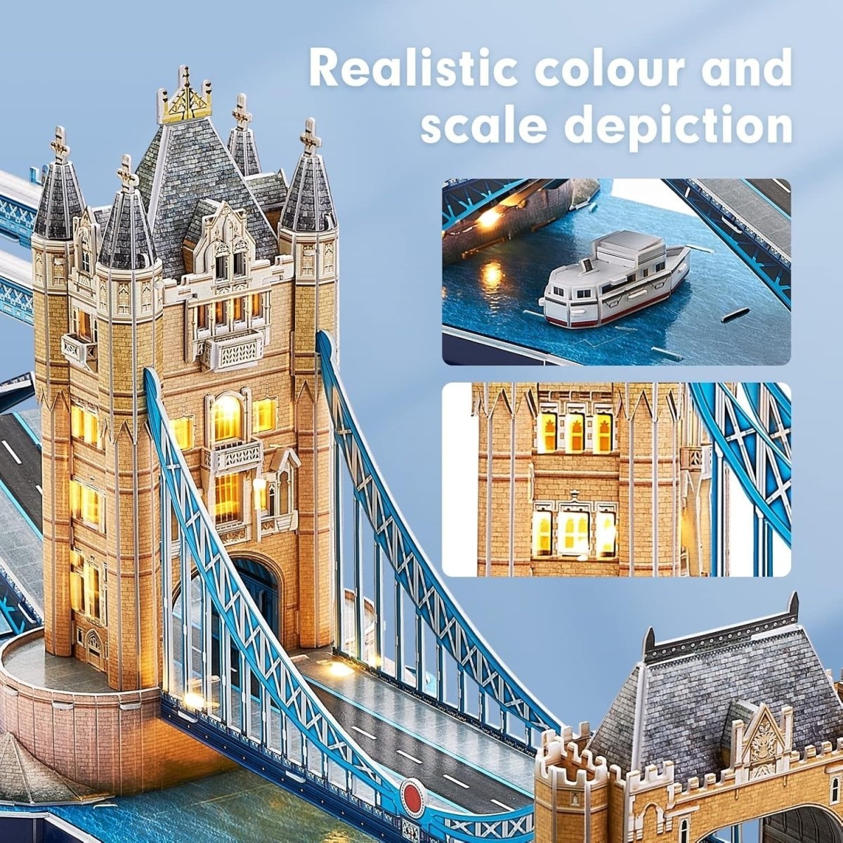 LED Tower Bridge London 3D Puzzle 222 Piece Model Kit Souvenir Gift - Kwikley