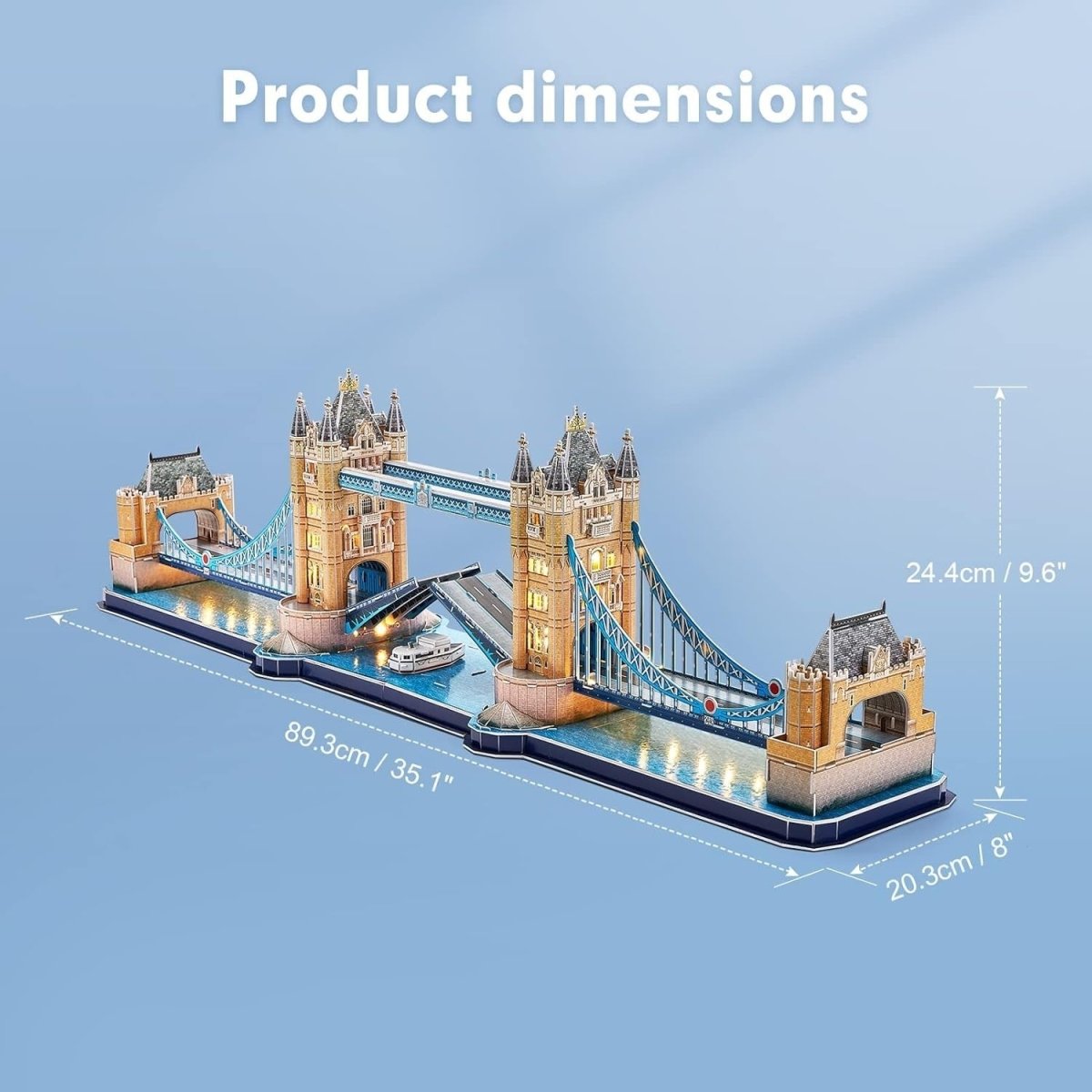 LED Tower Bridge London 3D Puzzle 222 Piece Model Kit Souvenir Gift - Kwikley