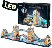 LED Tower Bridge London 3D Puzzle 222 Piece Model Kit Souvenir Gift - Kwikley