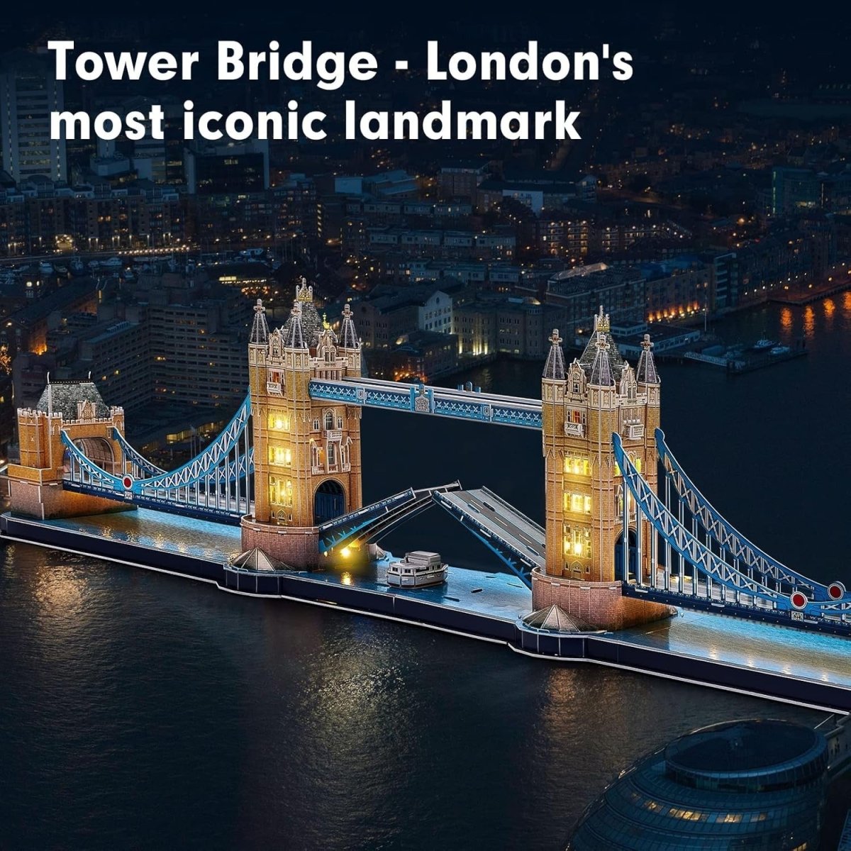 LED Tower Bridge London 3D Puzzle 222 Piece Model Kit Souvenir Gift - Kwikley