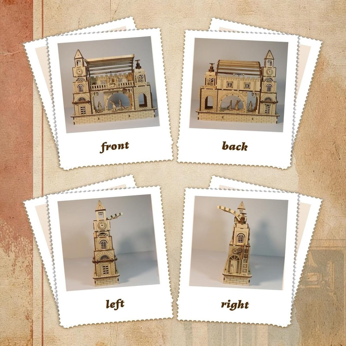 LED Train Station 3D Wooden Puzzle Model Kit DIY Night Light Decor - Kwikley