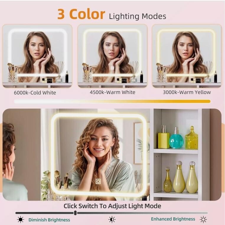 LED Vanity Dressing Table with Mirror, Drawers, USB, Chest & Lights - Kwikley
