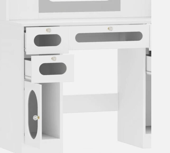 LED Vanity Dressing Table with Stool, USB & RGB Lights, 5 Drawers - Kwikley