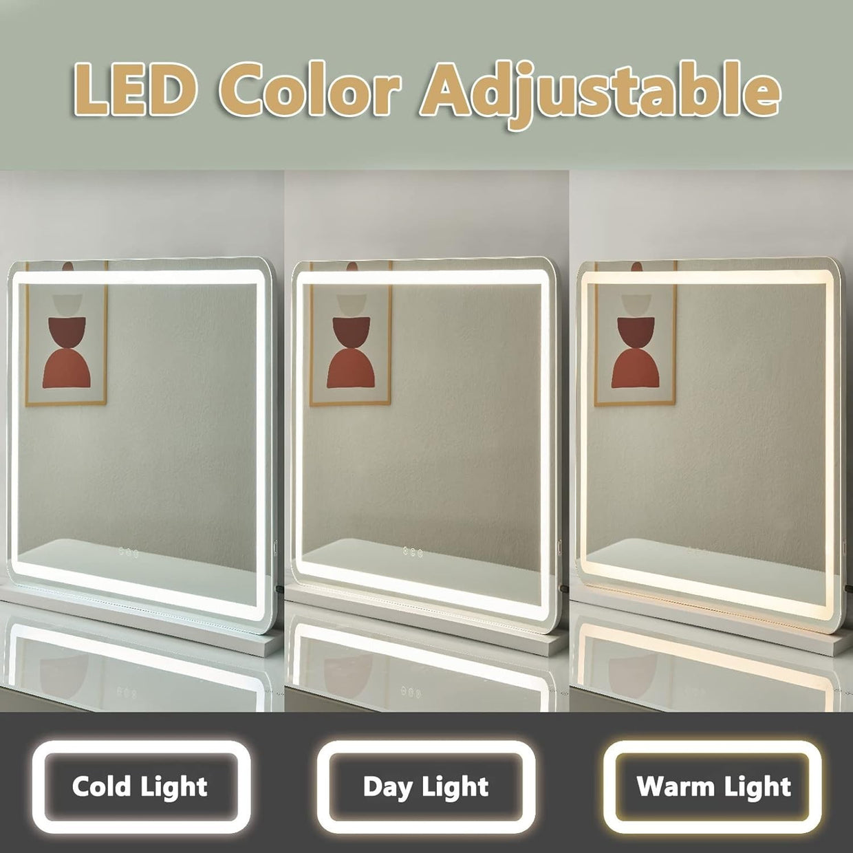 LED Vanity Mirror 32" with Touch Screen, USB Charging & 10X Magnifier - Kwikley