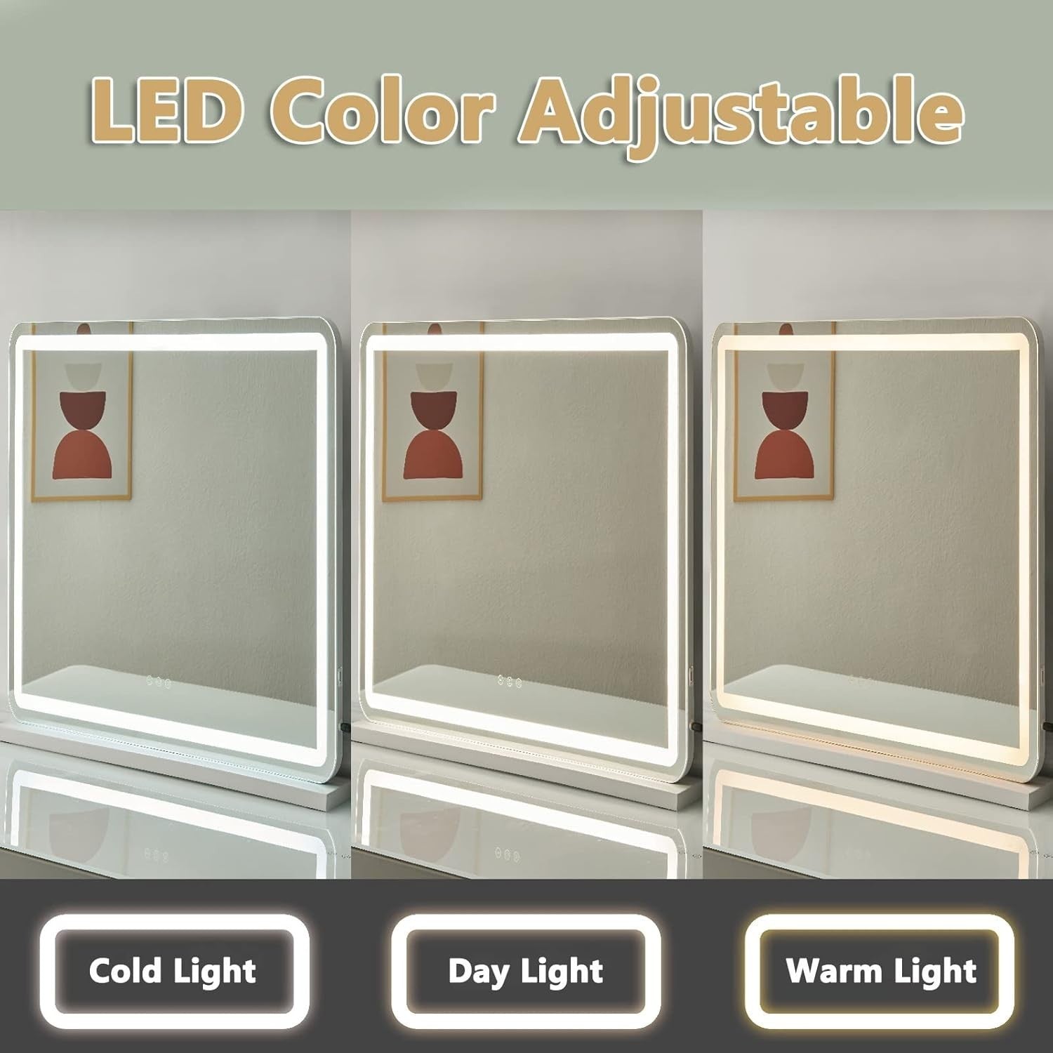 LED Vanity Mirror 32" with Touch Screen, USB Charging & 10X Magnifier - Kwikley