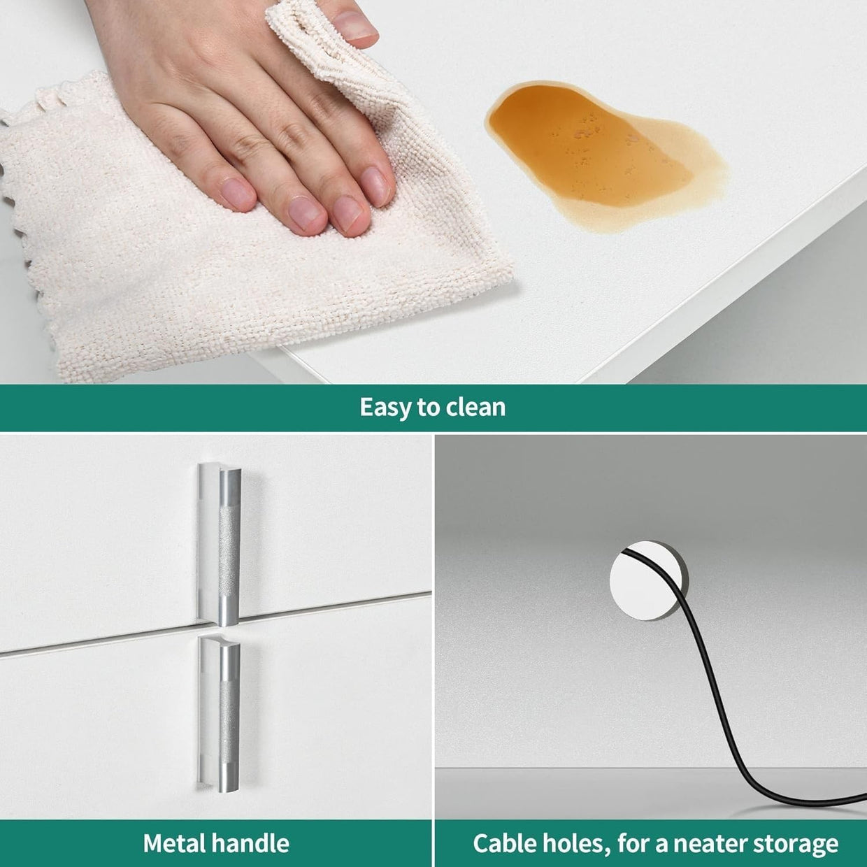 LED White Bedside Tables Set of 2 with Storage & RGB Light | Modern Nightstands - Kwikley