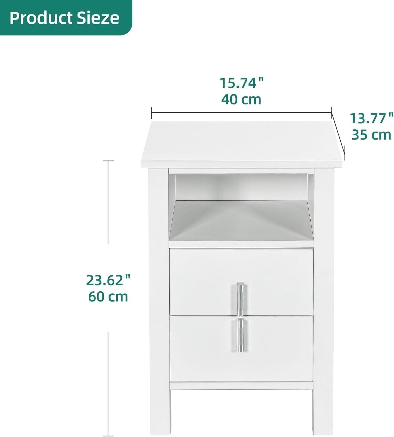 LED White Bedside Tables Set of 2 with Storage & RGB Light | Modern Nightstands - Kwikley