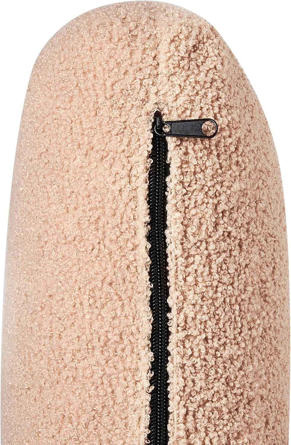 Left Hand Boucle Chaise Lounge Sofa Retro Style Beige with Cushion Seat - Kwikley