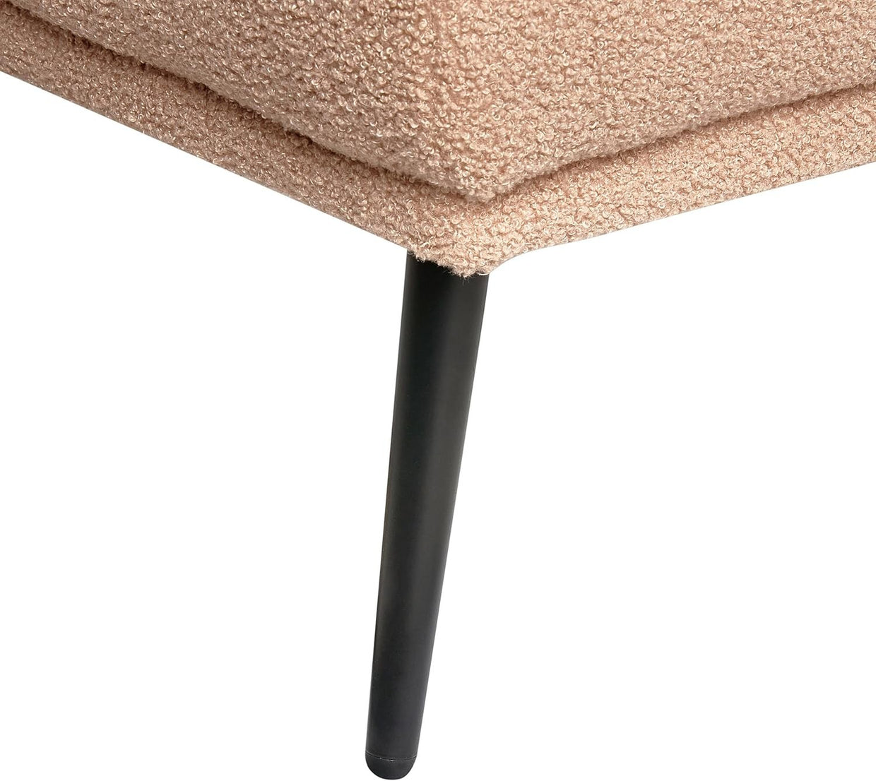 Left Hand Boucle Chaise Lounge Sofa Retro Style Beige with Cushion Seat - Kwikley