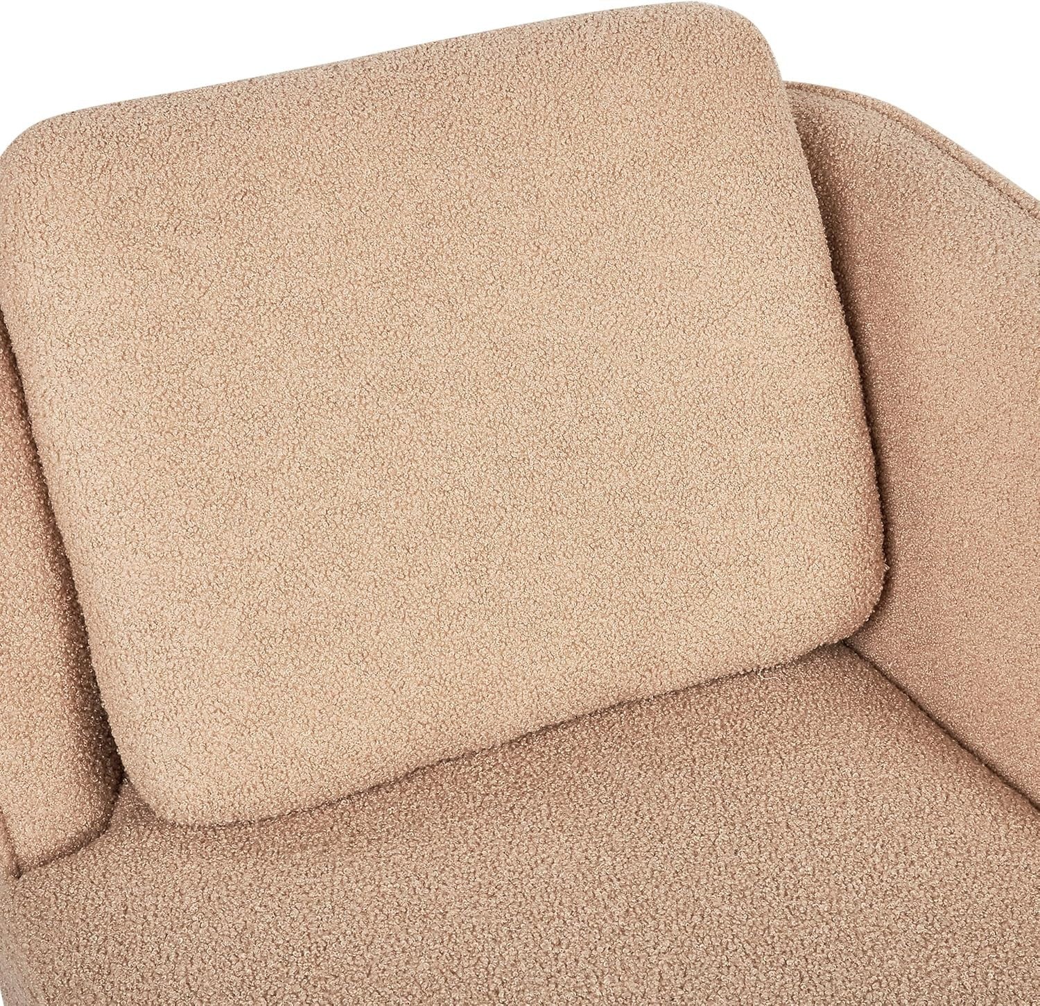 Left Hand Boucle Chaise Lounge Sofa Retro Style Beige with Cushion Seat - Kwikley