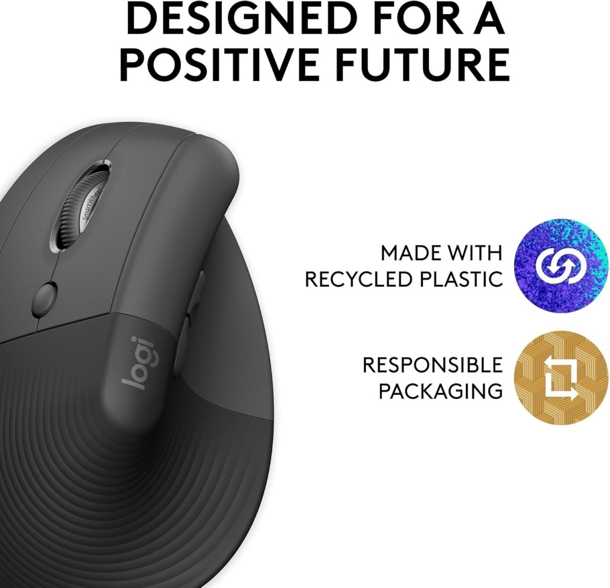 Left Handed Vertical Ergonomic Wireless Mouse Bluetooth Quiet Grey - Kwikley
