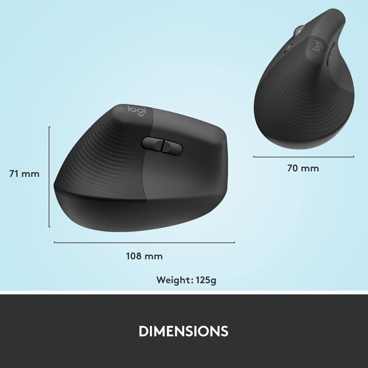 Left Handed Vertical Ergonomic Wireless Mouse Bluetooth Quiet Grey - Kwikley