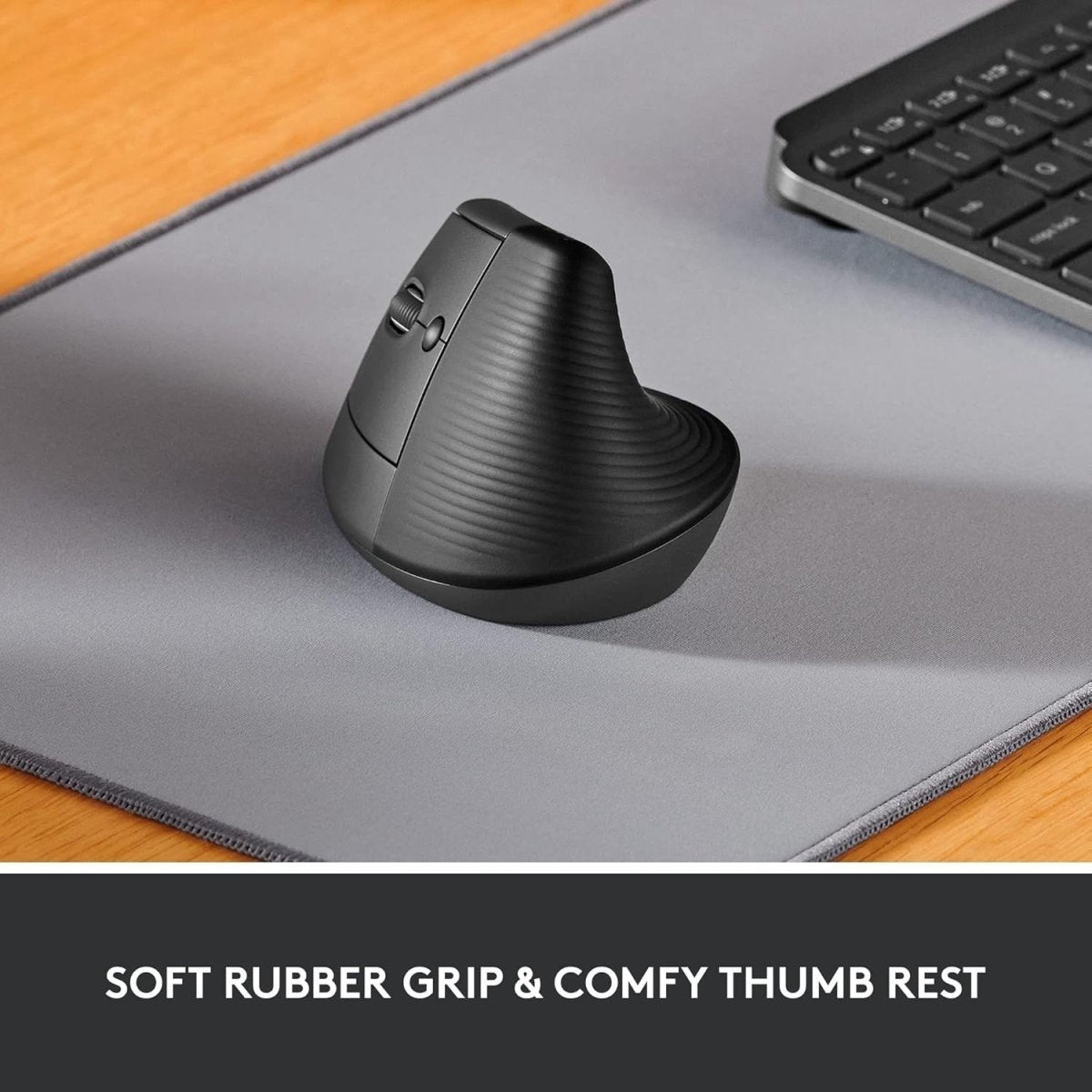 Left Handed Vertical Ergonomic Wireless Mouse Bluetooth Quiet Grey - Kwikley