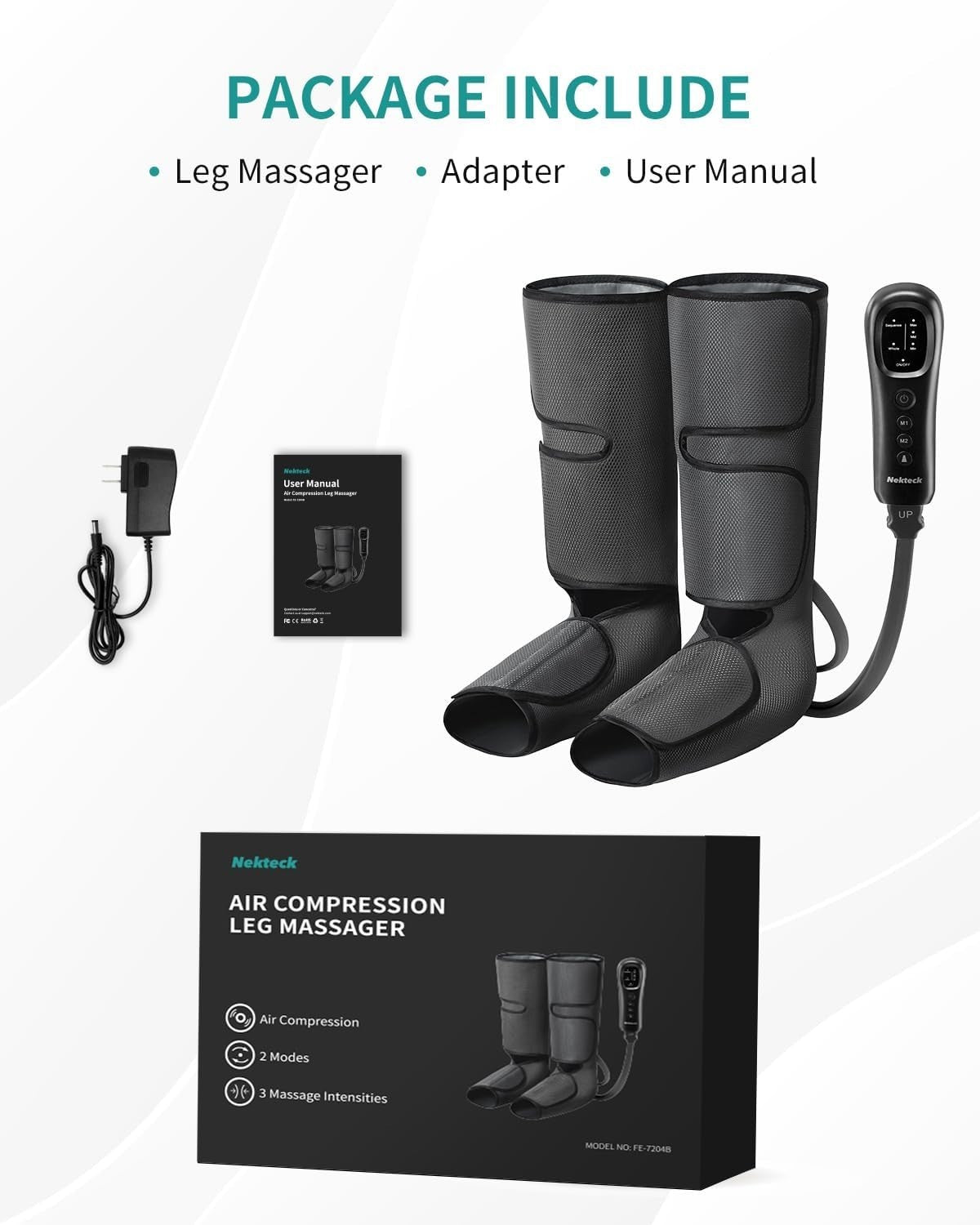 Leg & Calf Massager with Air Compression, Adjustable Straps & 3 Intensities - Kwikley