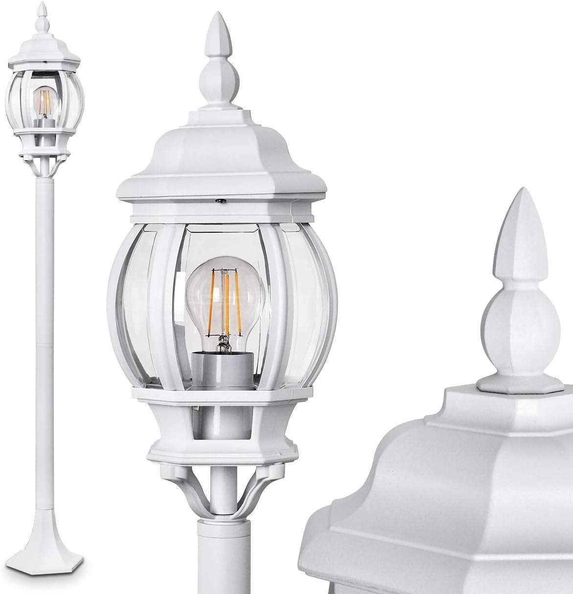 Lentua 120cm Antique White Outdoor Floor Lamp IP44 - Kwikley