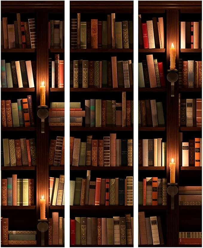 Library Books Room Divider 3 Panel Folding Privacy Screen 135x172cm Vintage - Kwikley