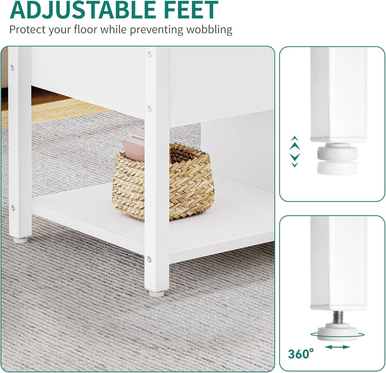 Lift Top Coffee Table Adjustable Height Hidden Storage & Shelf Modern White Gray - Kwikley