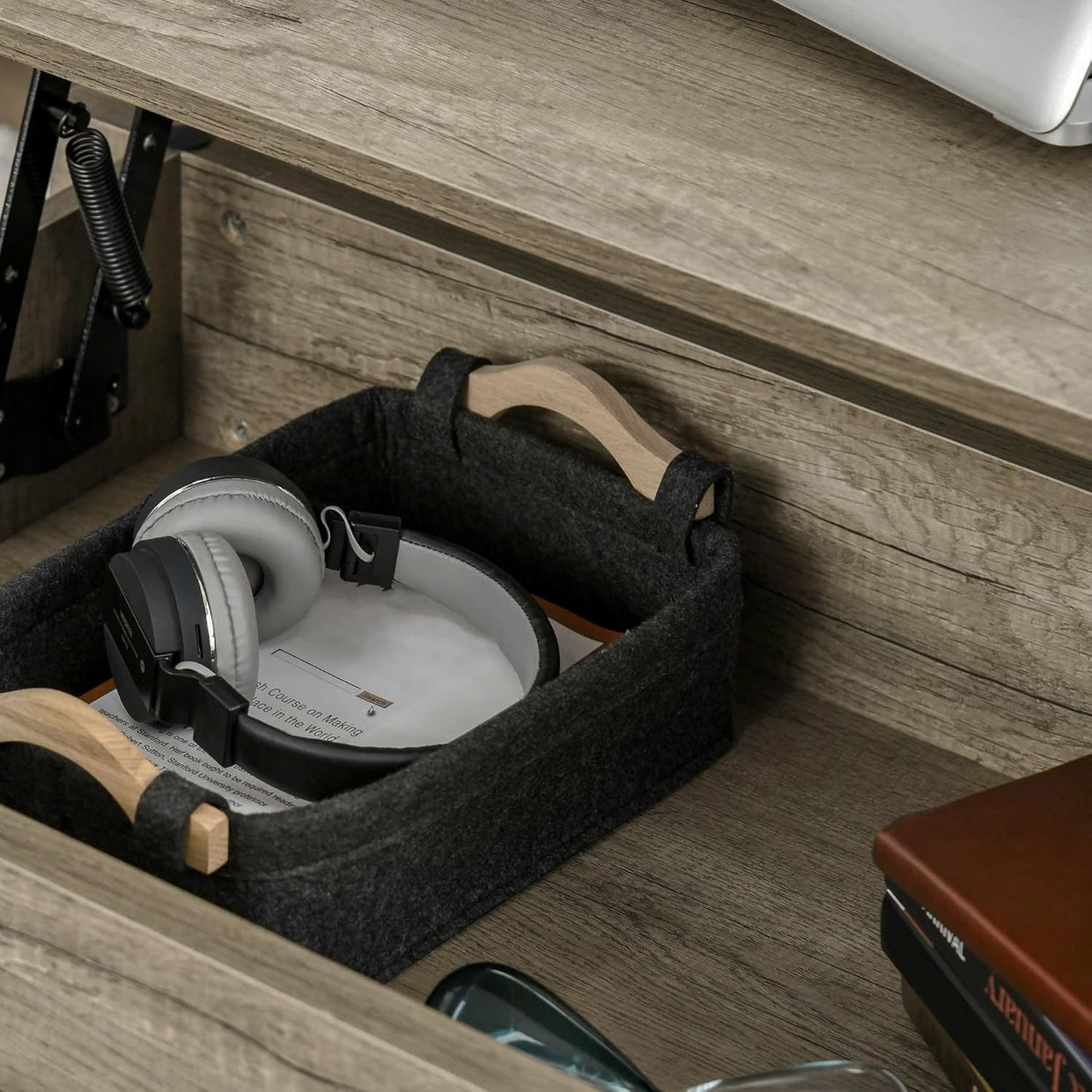 Lift Top Coffee Table with Hidden Storage & Open Shelves – Oak Effect - Kwikley