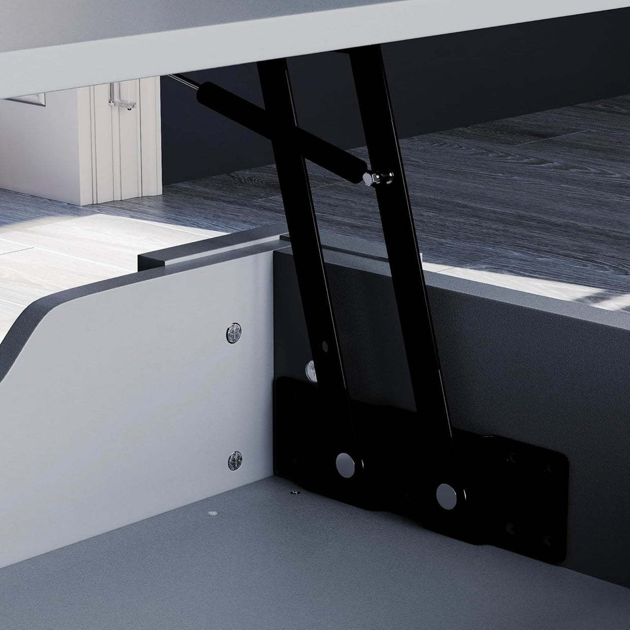 Lift Top Coffee Table with Hidden Storage & Shelf – Grey Modern Space Saver - Kwikley