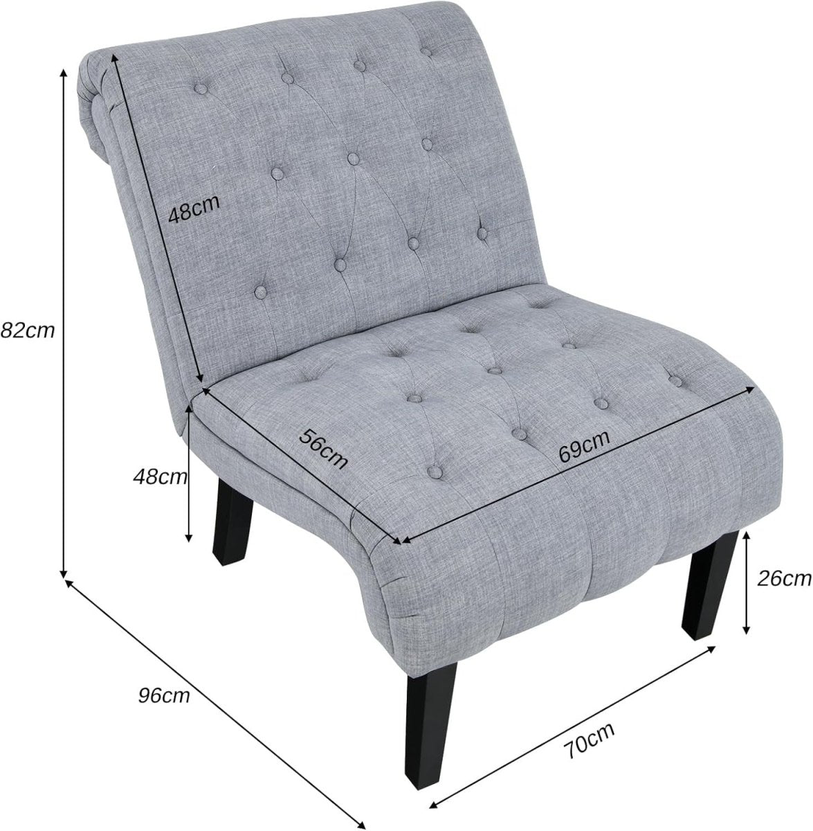Light Grey Accent Chair Linen Lounge Button Tufted Armchair - Kwikley