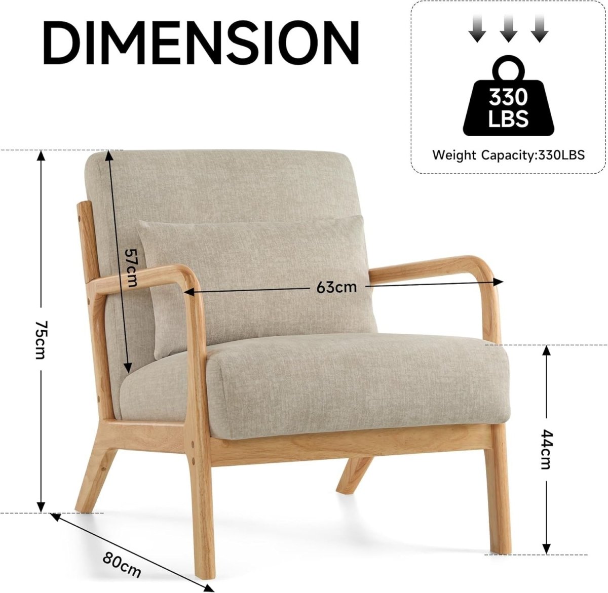 Light Grey Accent Chairs Set of 2 Mid Century Wood Frame - Kwikley