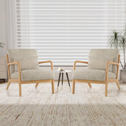 Light Grey Accent Chairs Set of 2 Mid Century Wood Frame - Kwikley