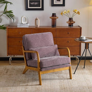 Light Purple Chenille Accent Chair – Solid Wood Lounge Armchair Wide Arm - Kwikley