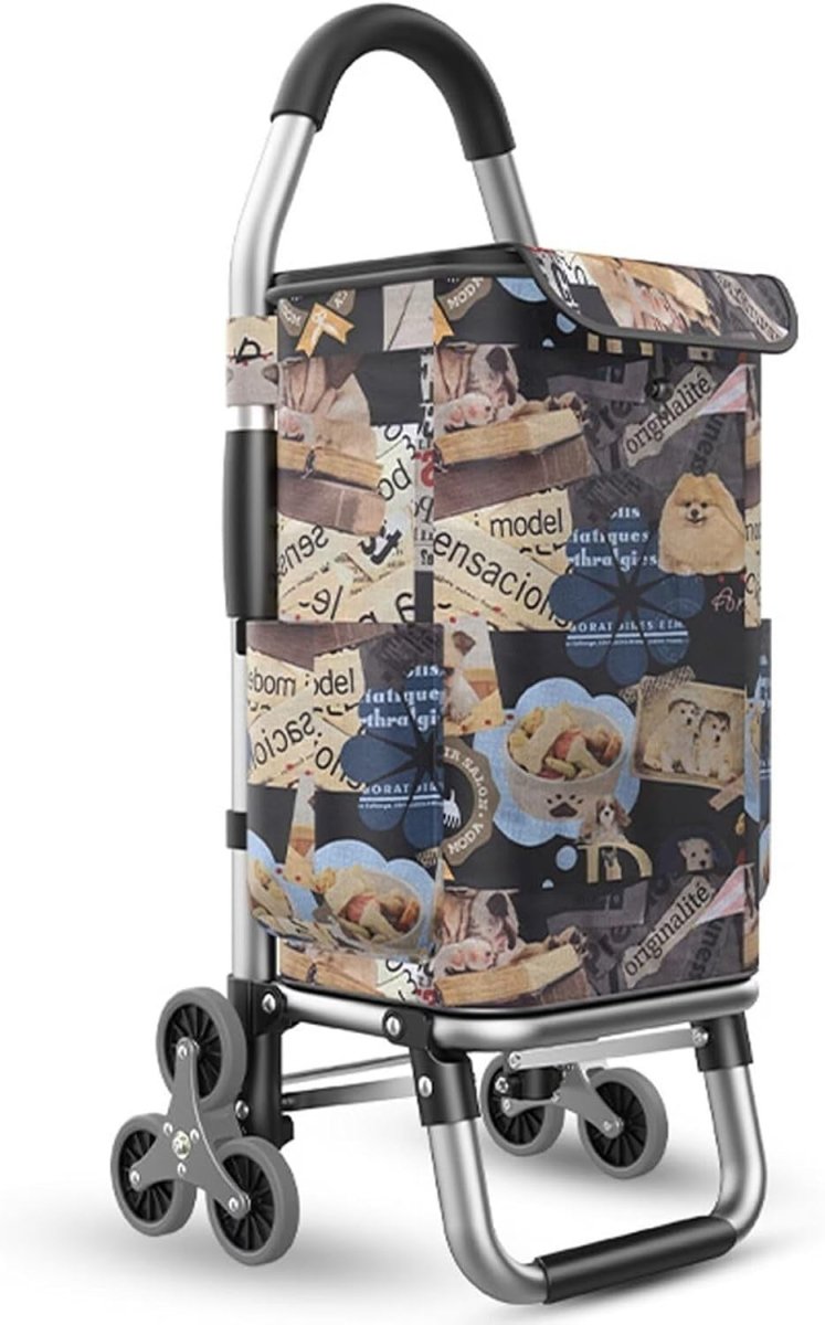 Lightweight 2 - in - 1 Folding Shopping Trolley 6 - Wheel Silent Stair Climber - Kwikley
