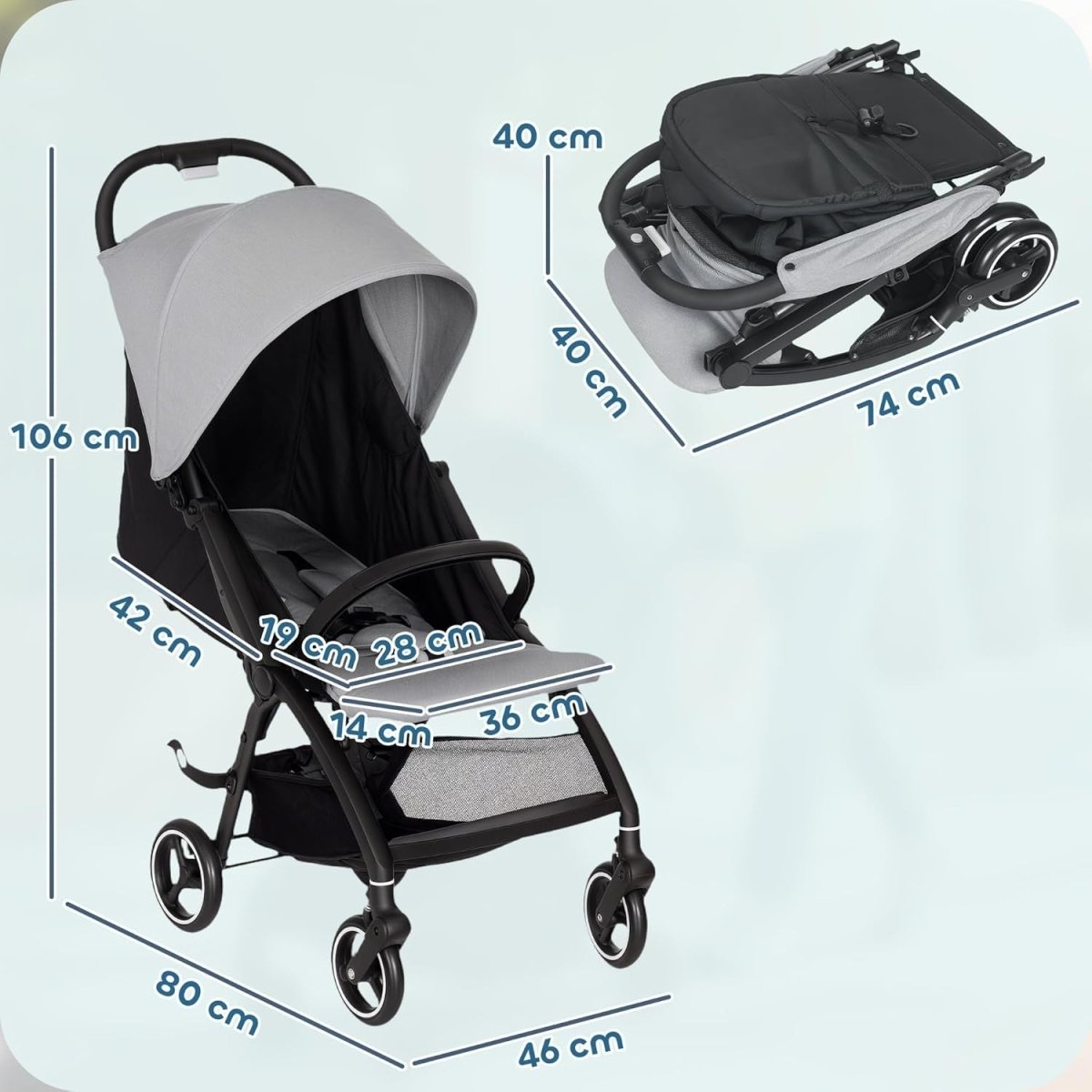 Lightweight Baby Pushchair Foldable Stroller One Hand Compact from Birth - Kwikley