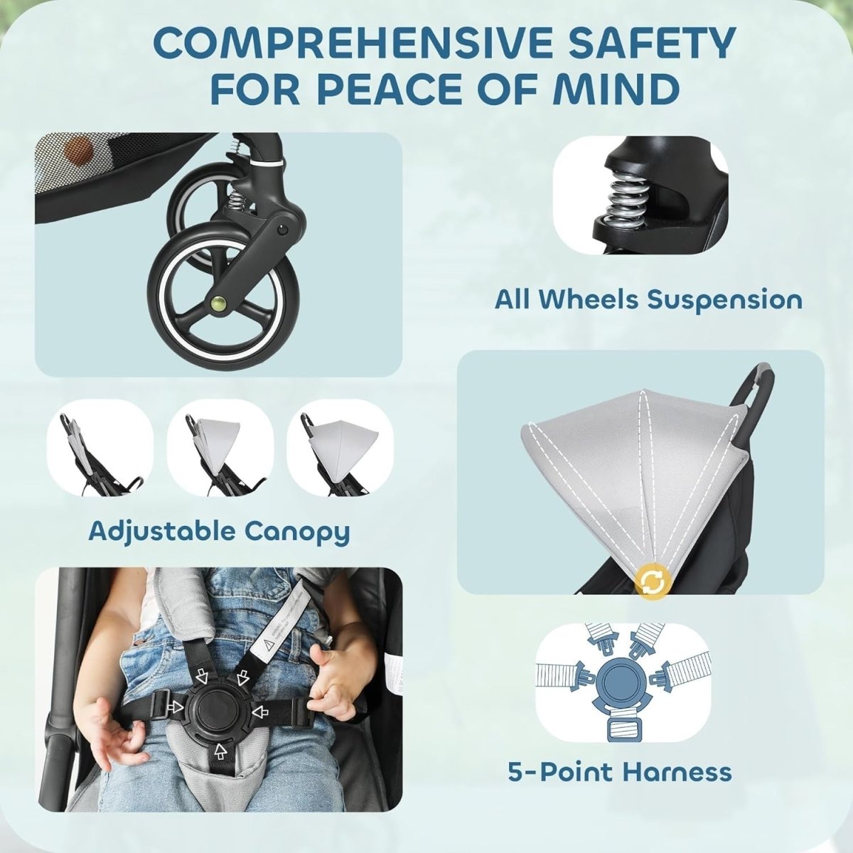 Lightweight Baby Pushchair Foldable Stroller One Hand Compact from Birth - Kwikley