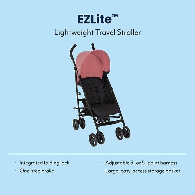 Lightweight Baby Stroller Compact Fold Pushchair from Birth to 3 Years Pink - Kwikley